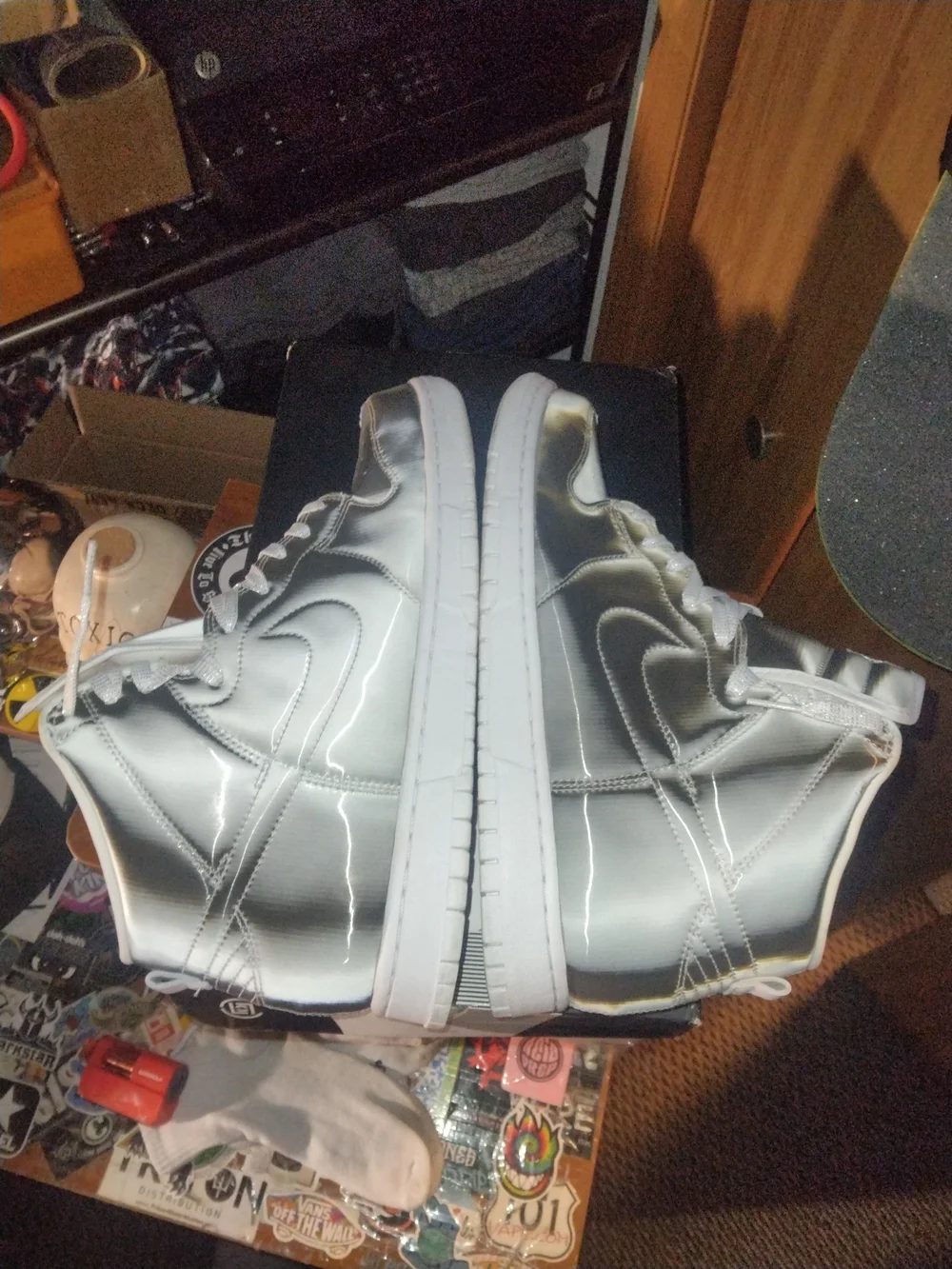 Nike Dunks Hi/C Black,Silver and White- 12